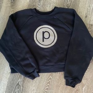 Black Pure Barre cropped sweatshirt- Small- houndstooth cream and brown